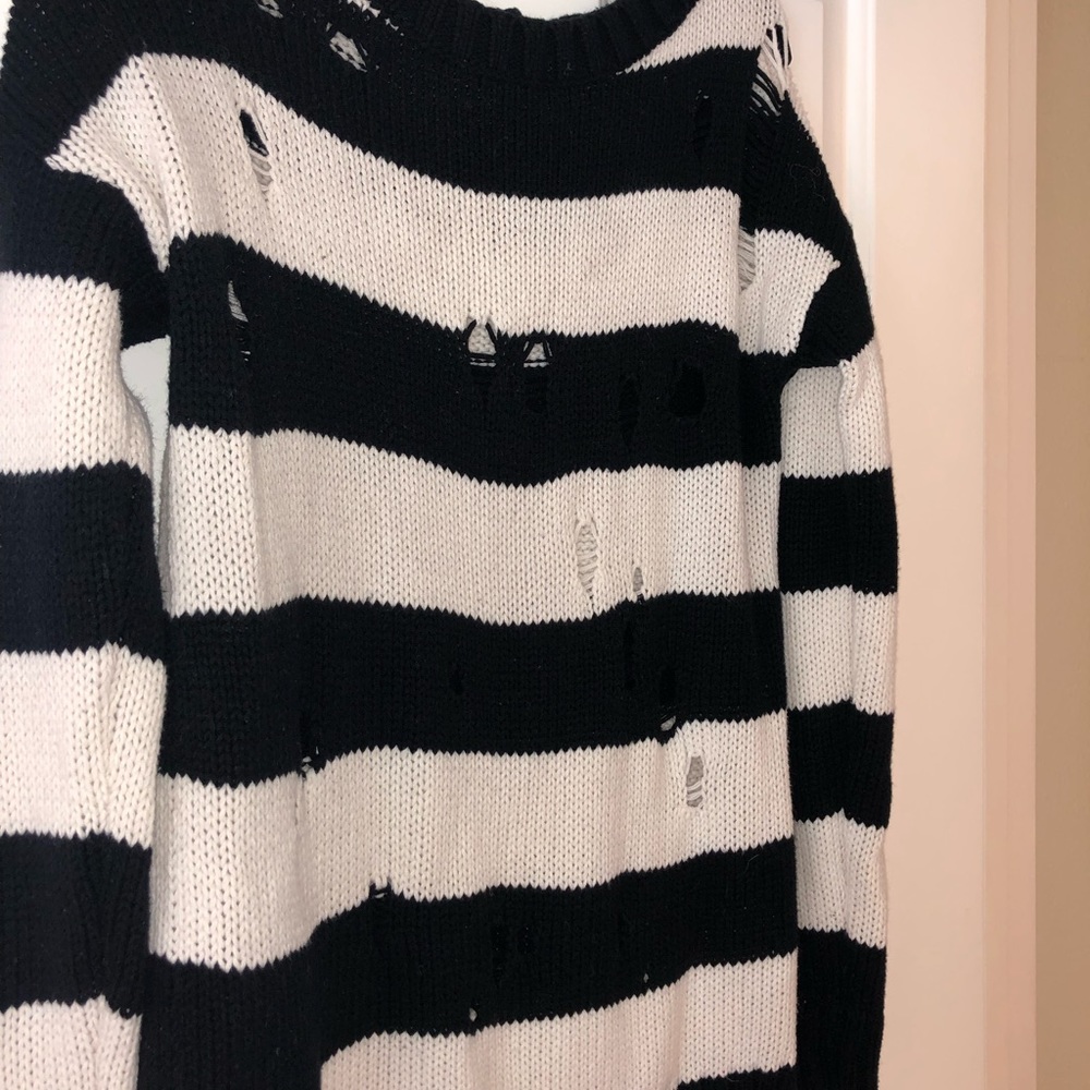 Express Ripped Striped Sweater - Picture 3 of 5